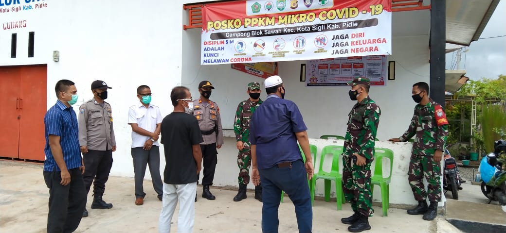 Dandim 0102/Pidie Kunjungi Posko PPKM Diwilayah Kecamatan Kota Sigli