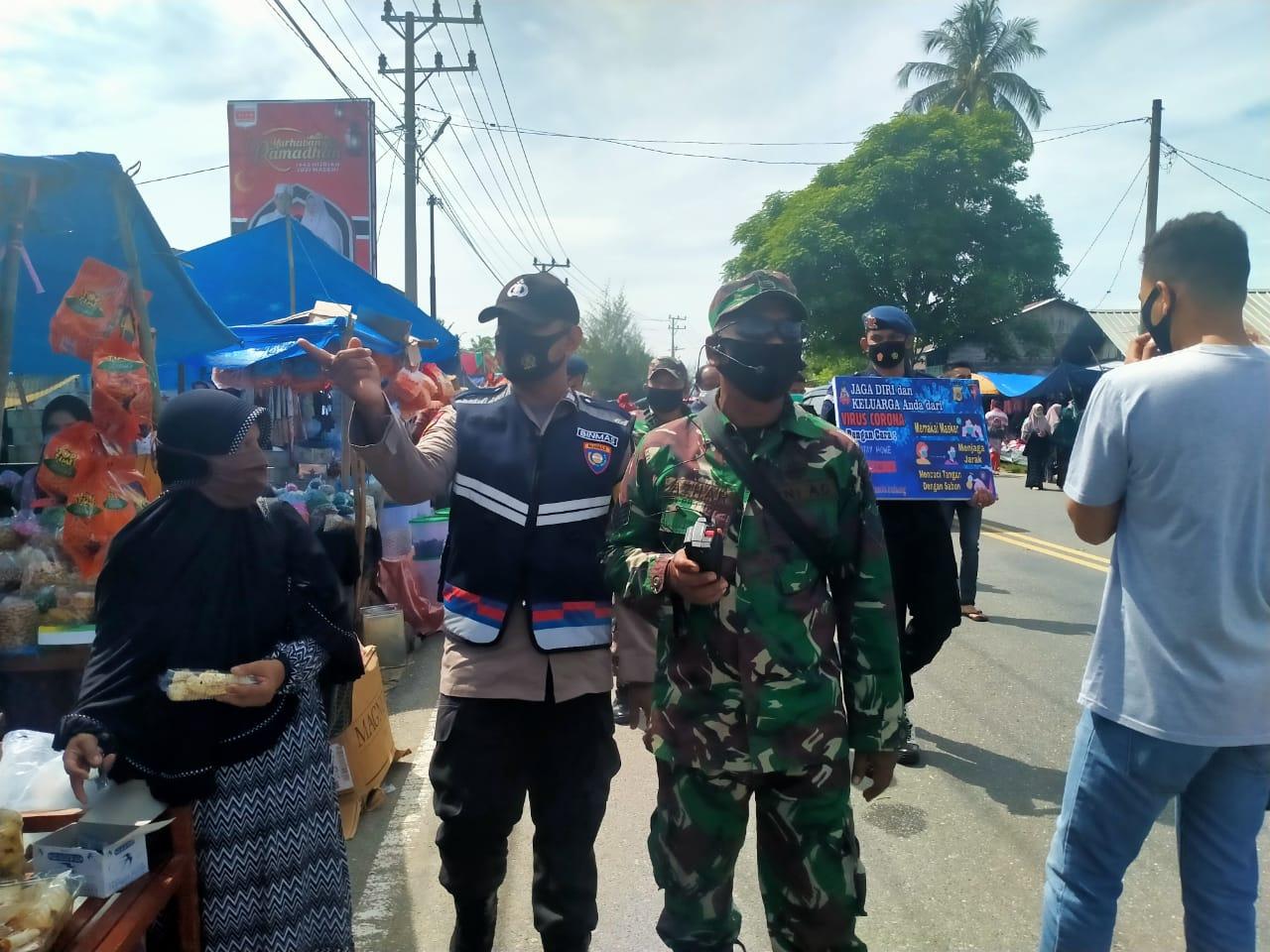 Batituud Koramil Calang Ikut Serta Dalam Pelaksanaan Himbauan Prokes Covid-19