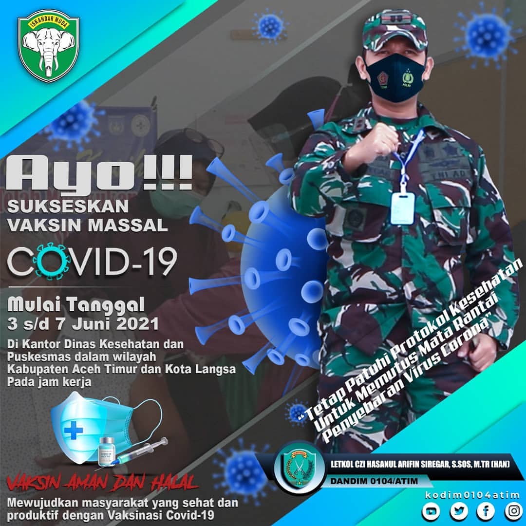 Begini Cara Dandim 0104/Atim Ajak Masyarakat Sukseskan Vaksinasi Massal Covid-19