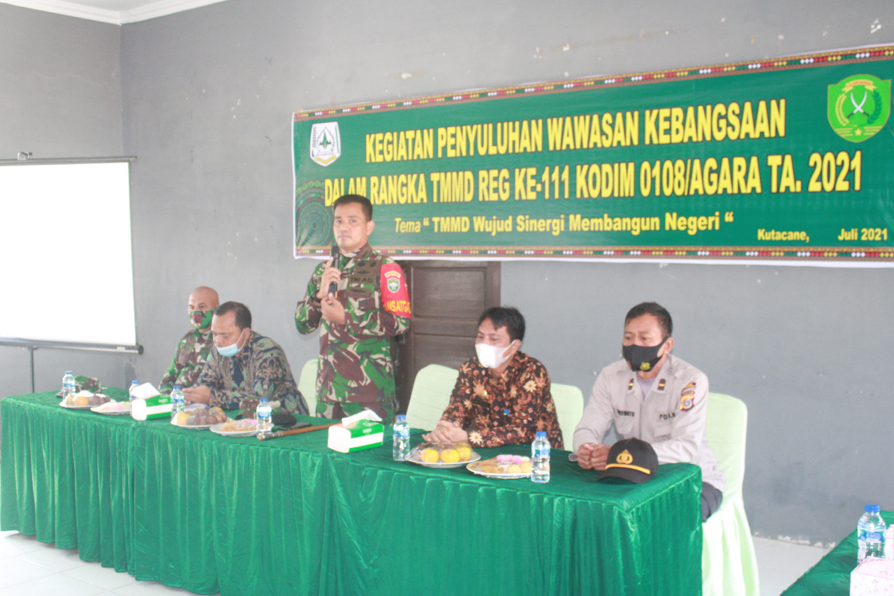 Kapendam IM: Satgas TMMD Ke-111 Kodim 0108/Agara Gelar Penyuluhan Wawasan Kebangsaan
