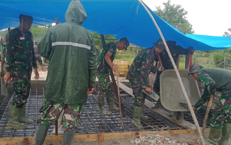 Kapendam IM: Lantai Jembatan TMMD Kodim 0109/Aceh Singkil Mulai Dicor