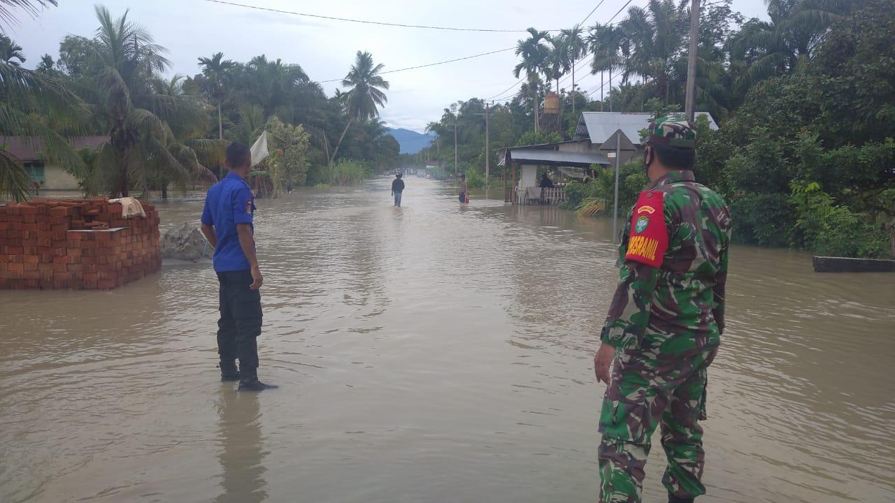 Babinsa Tripa Makmur Pantau Aktifitas Masyarakat Pasca Banjir