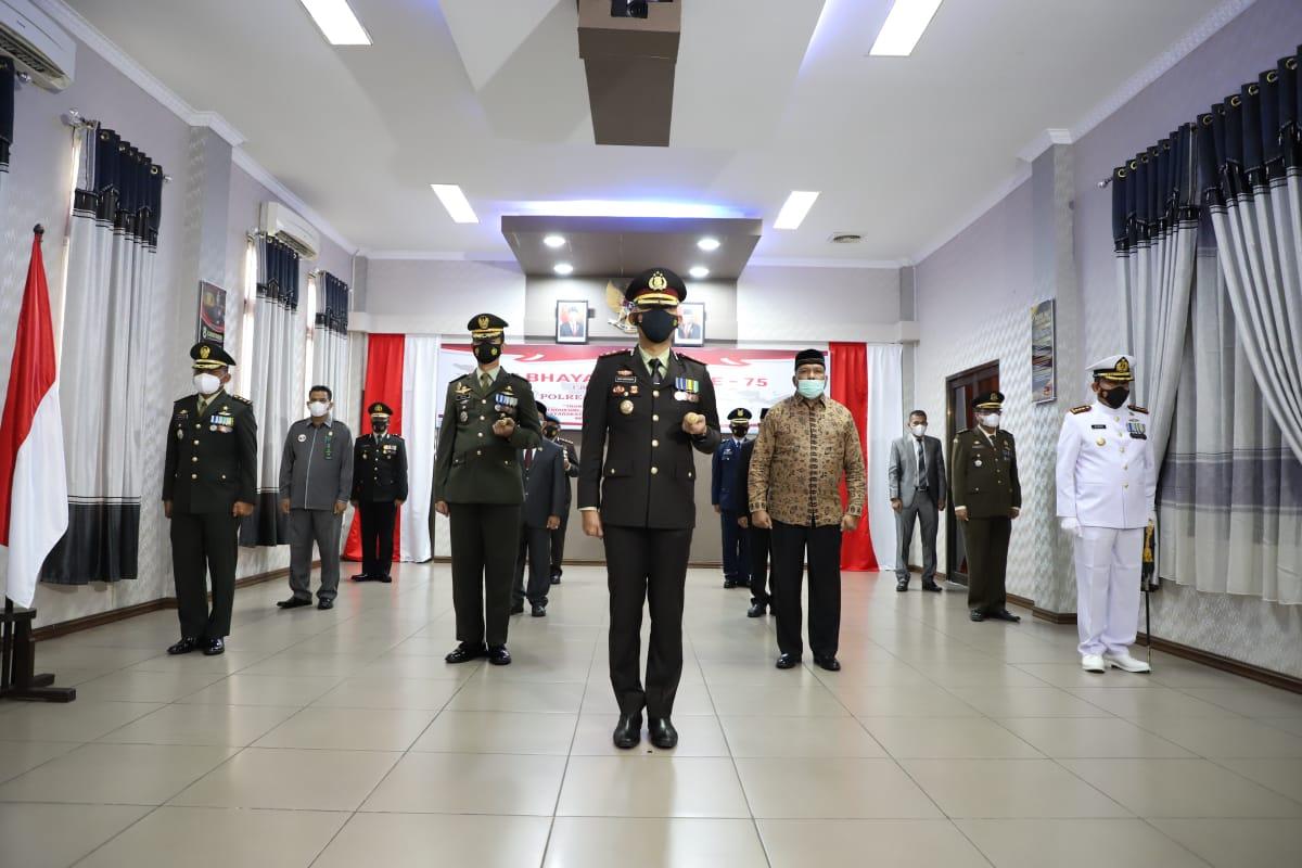 Dandim 0103/Aceh Utara Hadiri Upacara Secara Virtual/Vicon Dalam rangka HUT Bayangkara KE- 75 Tahun 2021