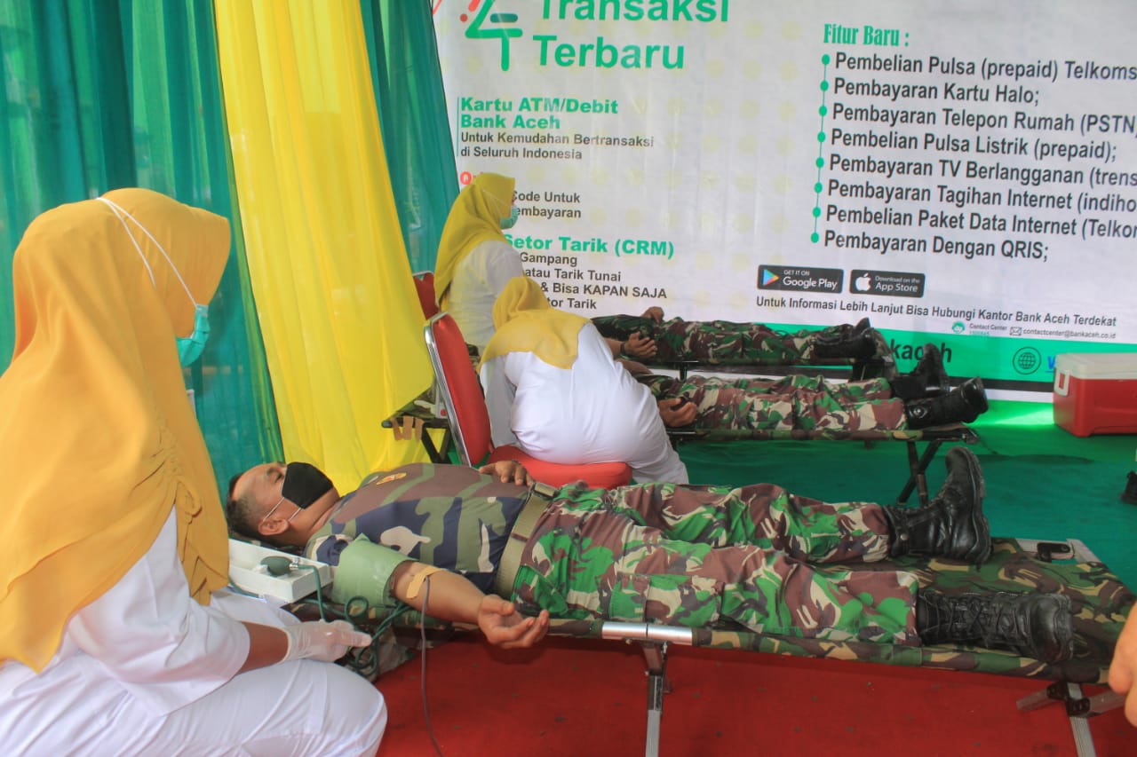 Personel Kodim Agara Ikuti Donor Darah di RSUD H.Sahudin