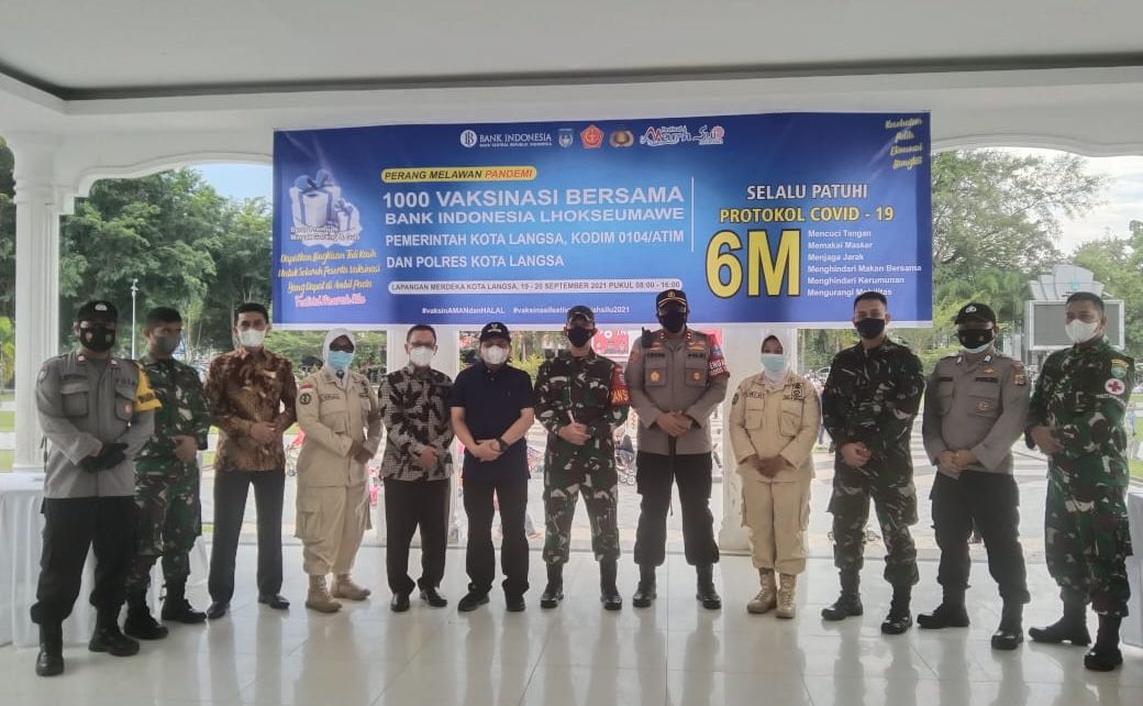 Semangat Capai 1000 Vaksin Bersama Kodim 0104/Atim, Polres Langsa Dan Pemko Langsa