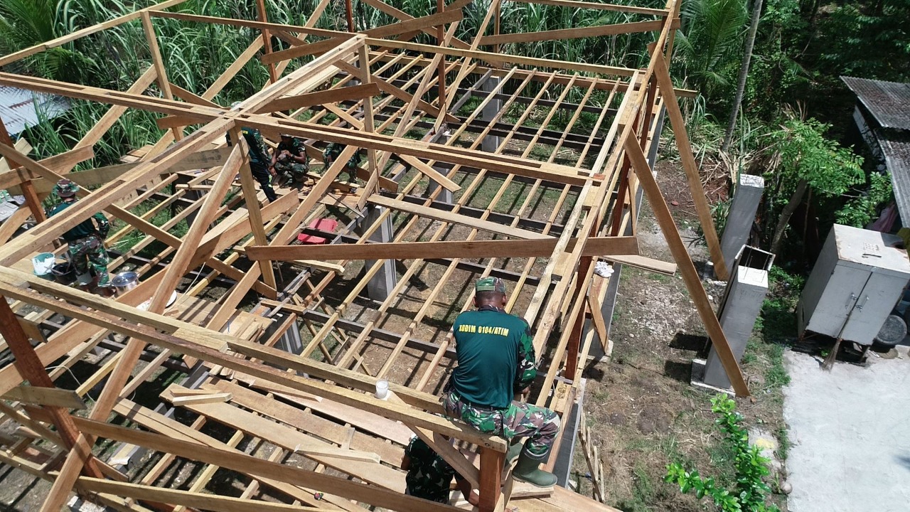 Pembangunan Fisik TMMD Terus Berjalan, Progres TMMD-112 Kodim 0104/Atim Capai 60 Persen