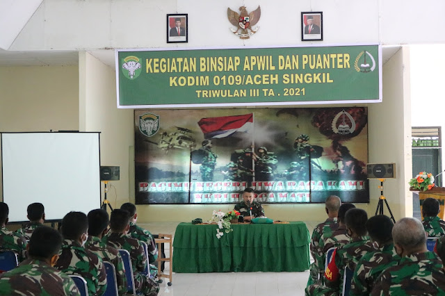 Kodim 0109/Aceh Singkil Menggelar Binsiap Apwil Dan Puanter Triwulan III TA. 2021