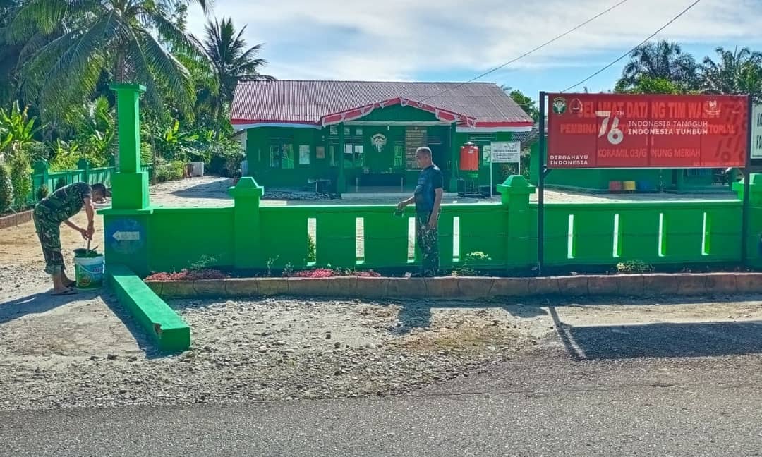 Koramil 03/Gunung Meriah Laksanakan Pengecatan Kantor Dan Pagar