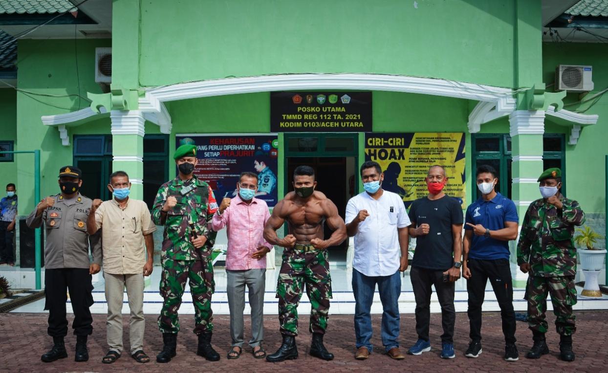 Dandim 0103/Aceh Utara Lepas Atlet Binaragawan Kontingen Lhokseumawe ke PON XX Papua Tahun 2021.