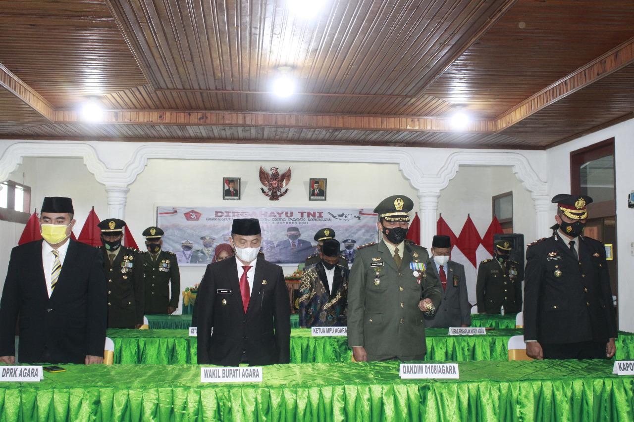 Forkopimda Agara Laksanakan Upacara HUT TNI Secara Virtual