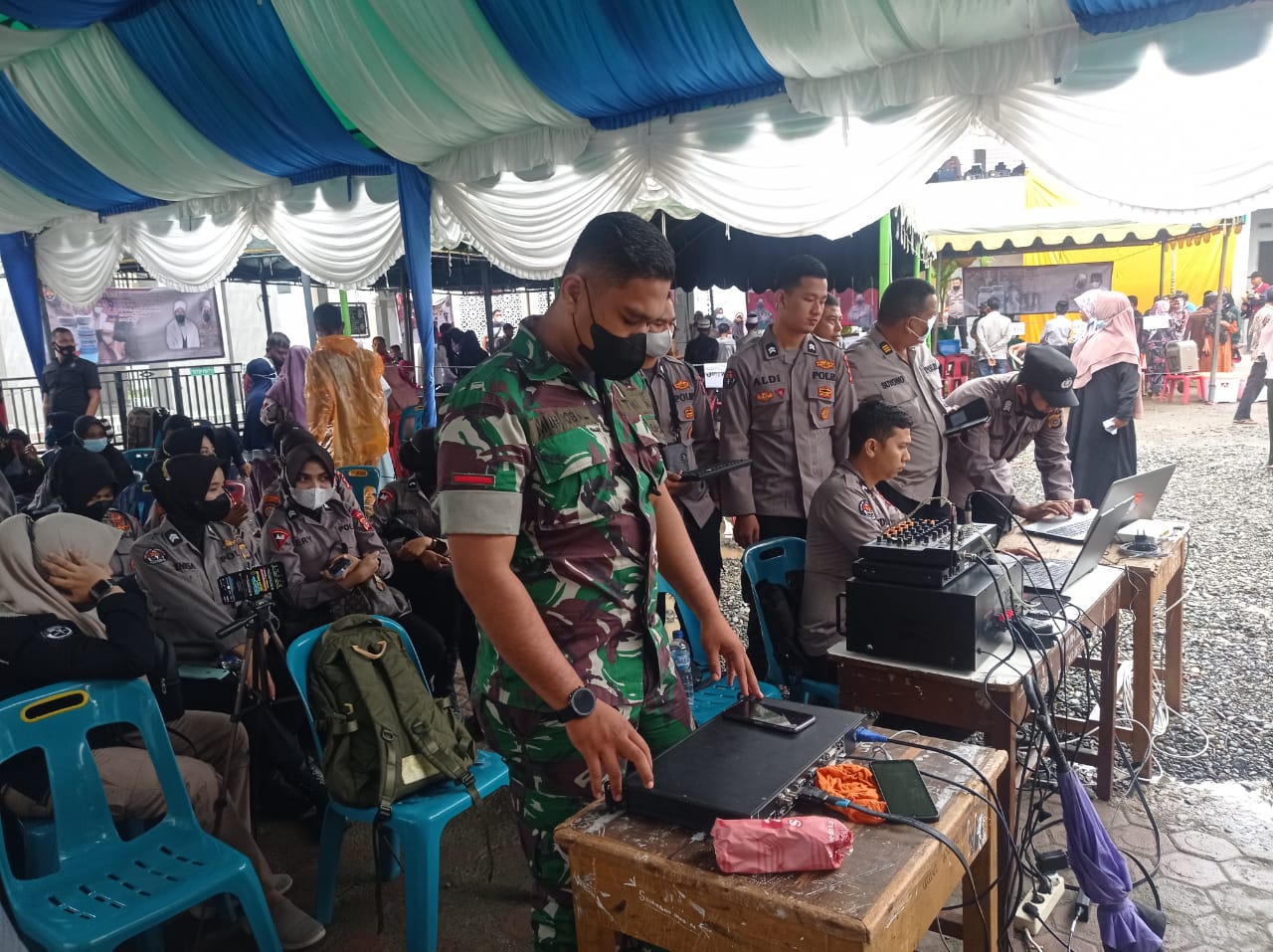 Kodam IM melalui satuan Hubdam IM mendukung kesuksesan Kegiatan Vaksinasi Massal yang diselenggarakan oleh Polda Aceh