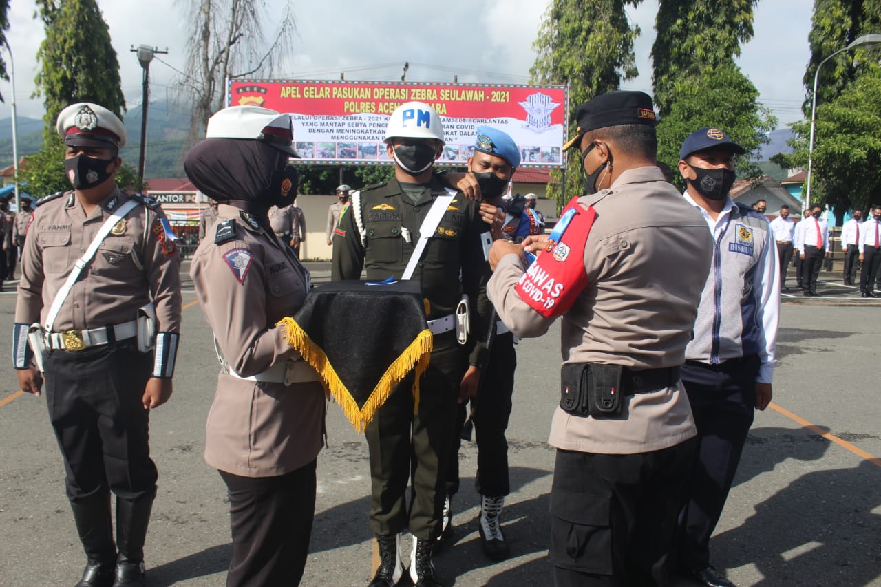 Guna Mendukung Operasi Zebra Seulawah 2021 Personil Kodim 0108/Agara Apel Gabungan Di Polres Agara