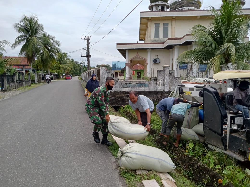 Tingkatkan Swasembada Pangan Babinsa Koramil 03/Seunagan Timur Bantu Petani Angkat Hasil Panen padi