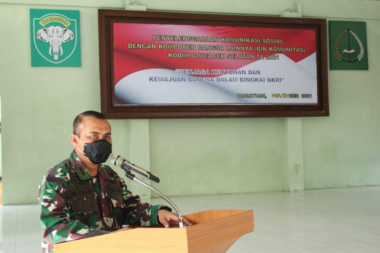 Kodim 0107/Asel Gelar Komsos Dengan Komponen Bangsa Lainnya