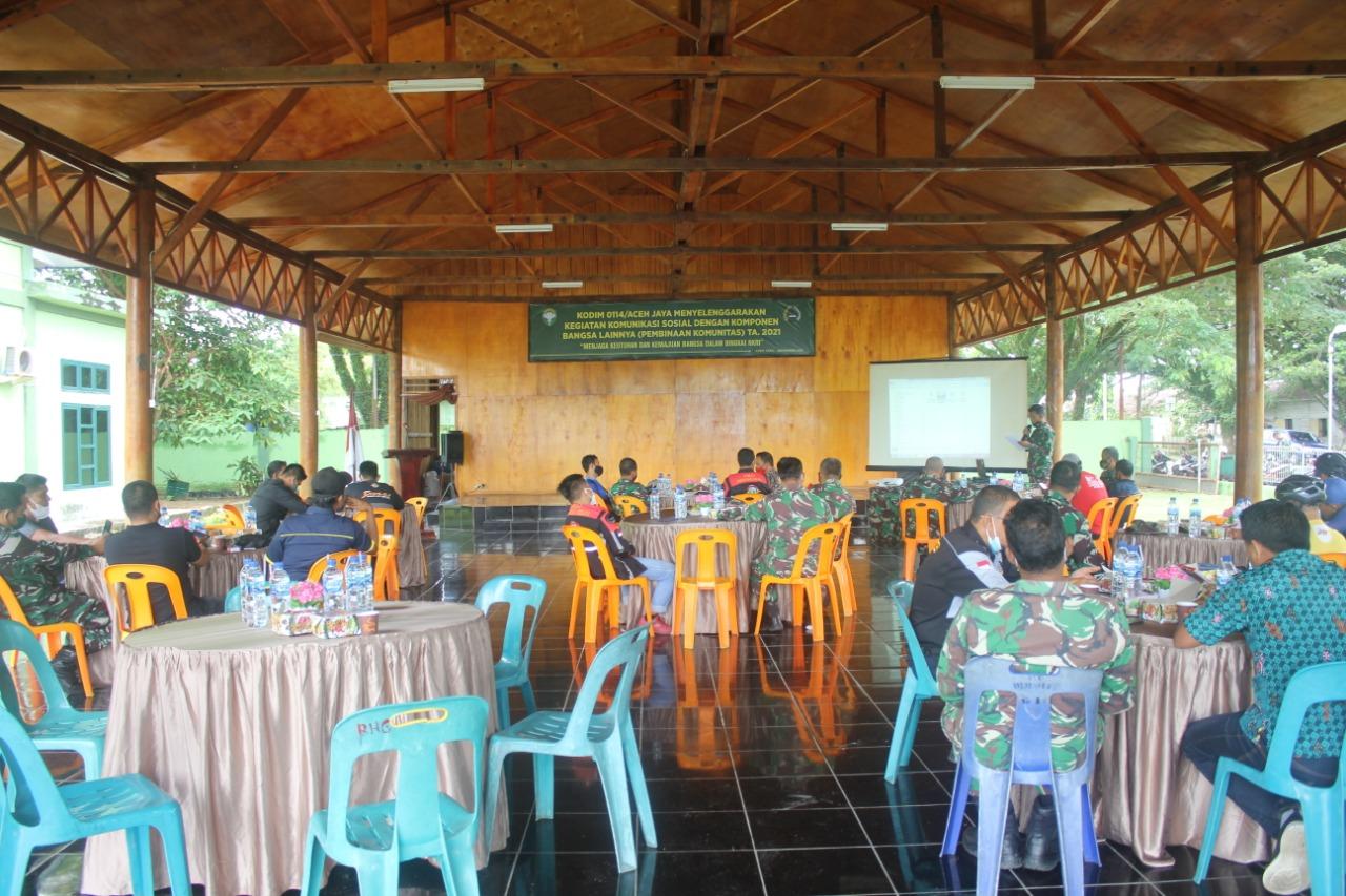 Kodim Aceh Jaya Gelar Komunikasi Sosial Dengan Komponen Bangsa Lainnya