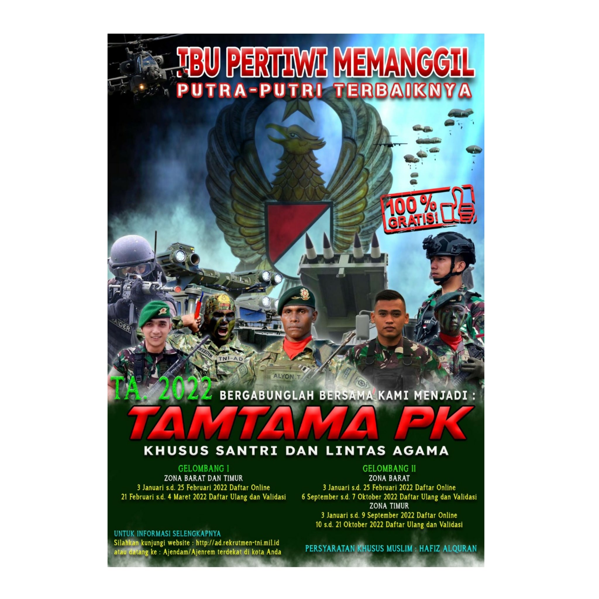 Bergabunglah Bersama Kami Menjadi  Tamtama PK Khusus Santri Dan Lintas Agama TA. 2022