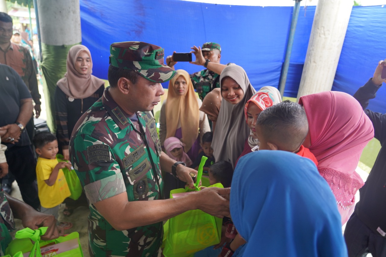 Peringati HUT Ke-66 Kodam IM, Korem 011/LW Adakan Baksos Pengobatan Gratis & Stunting