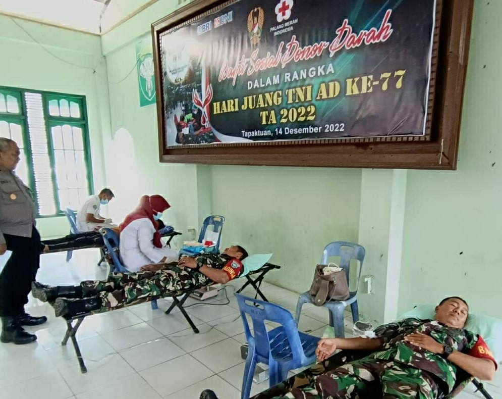 Memperingati Hari Juang TNI AD ke 77, Kodim 0107/Aceh Selatan Gelar Bhakti Sosial Donor Darah