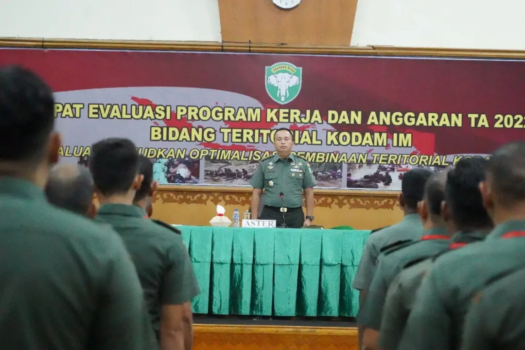 Aster Kasdam IM Pimpin Rapat Evaluasi Progjagar Bidang Ter TA 2022 Kodam IM