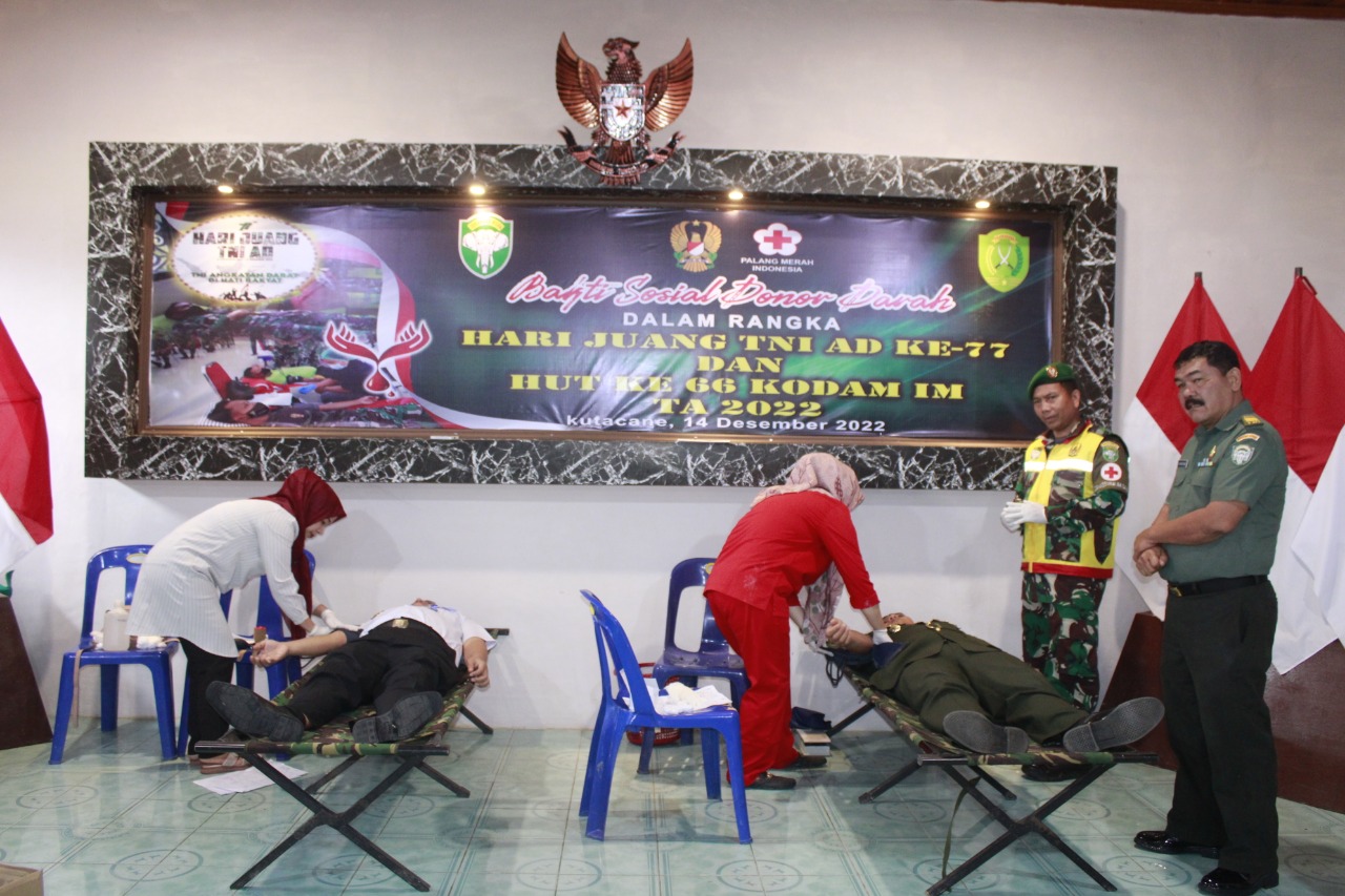 Meriahkan HUT Kodam IM ke – 66 dan Hari Juang TNI AD ke -77 Kodim 0108/Agara Gelar Donor Darah
