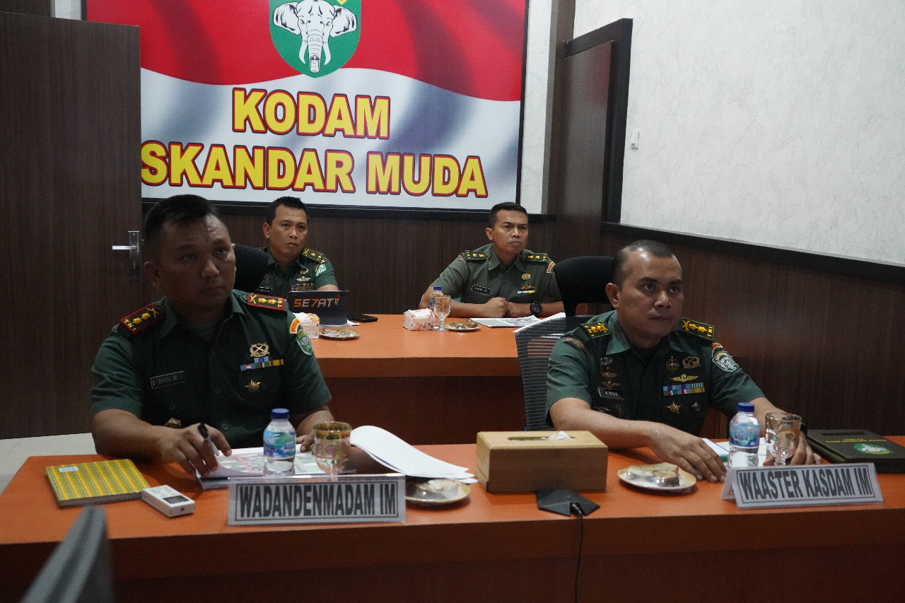 Aster Kasdam IM Diwakili Waaster Ikuti Vicon Rapat Progres Perencanaan Penataan Kawasan Krueng Aceh