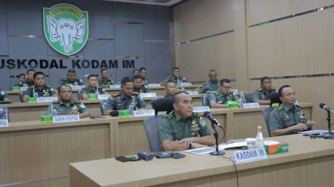Kasdam IM Ikuti Vicon Rapat Koordinasi Penanganan PMK