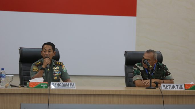 Pangdam IM Menerima Taklimat Akhir Wasrik Post Audit dari Itjenad