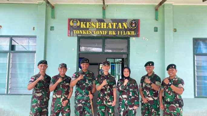 Yonif Raider Khusus 111/KB terima kunjungan dari Puskesad dalam rangka RikMatBekFas Sun RKA Puskesad TA 2023.