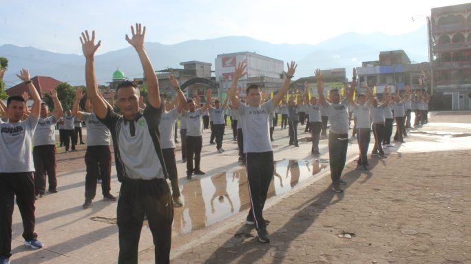 Jaga Kebugaran Prajurit Kodim 0108/Agara Laksanakan Senam SKJ 88