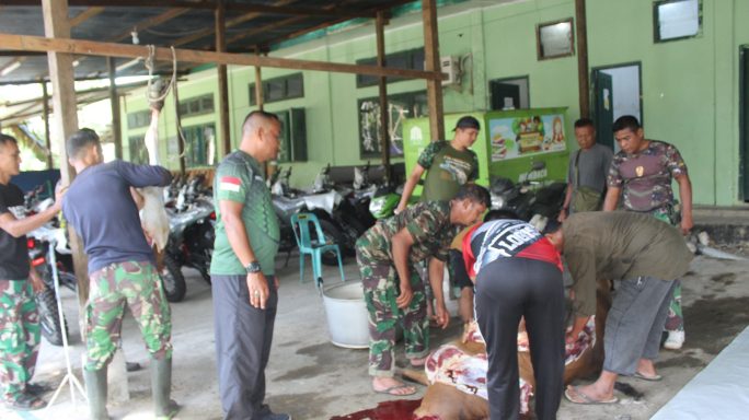Jelang Hari Raya Idul Adha Kodim 0116/Nagan Raya Potong Hewan Ternak Untuk Anggota