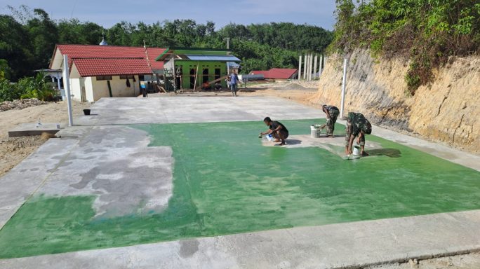 Tahap Finising, Satgas TMMD Cat Sasaran Fisik Lapangan Voli