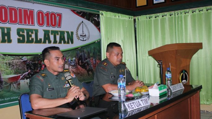 Kodim 0107/Aceh Selatan Terima Tim Verifikasi Data Statistik Bidang Ops Sopsad Mabesad