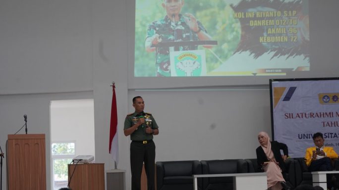 Danrem 012/TU Kolonel Inf Riyanto, S.I.P., Jadi Pemateri Wasbang dan Kesadaran Belaneg di Kampus UTU