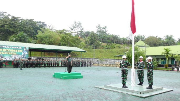 Kodim 0117/Aceh Tamiang Laksanakan Upacara Bendera 17 an