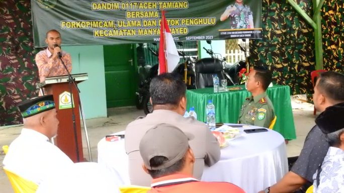 Jalin Sinergitas, Dandim 0117/Aceh Tamiang Gelar Silaturahmi Dengan Datok Penghulu Dan Forkopimcam Manyak Payed