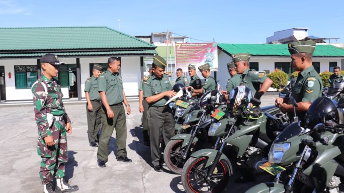 Tingkatkan Disiplin Lalu Lintas Kodim 0106/Ateng Gelar Pemeriksaan Kendaraan
