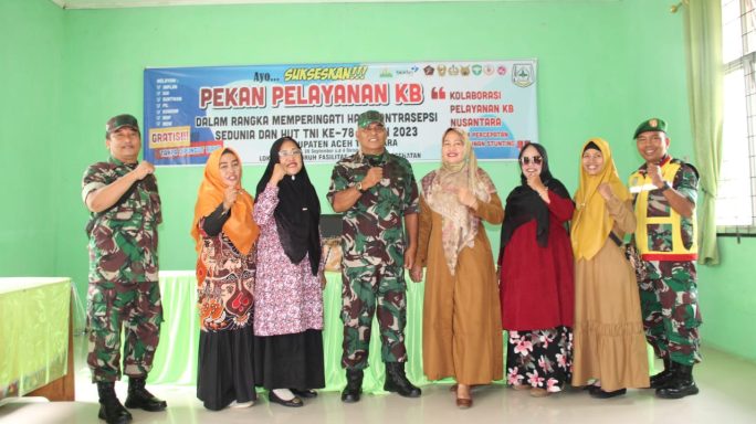 Sambut HUT TNI Ke – 78 Koramil 0108-05/Lawe Alas Dampingi Pelayanan KB Kes Gratis