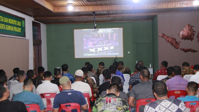 Personil Kodim 0108/Agara Ikuti Syukuran dan Sanggamara Award Puncak HUT TNI Ke-78 Melalui Zoom Meting