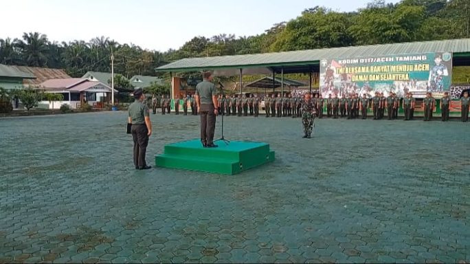 Kodim 0117/Aceh Tamiang Melaksanakan Upacara Mingguan