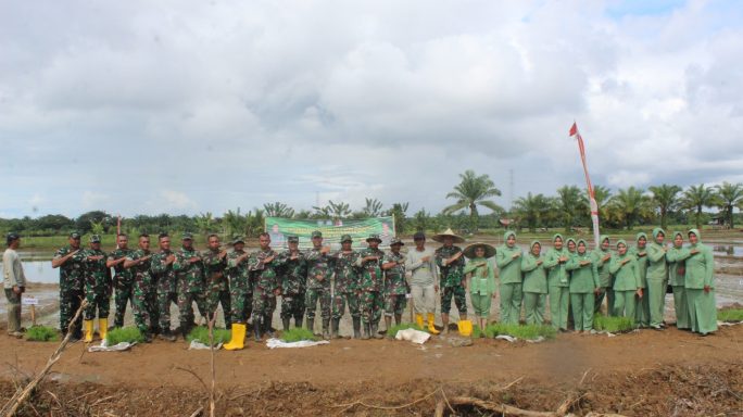 Dandim 0116/Nagan Raya KP2MN dan Forkopimda Bergandengan Tangan Tanam Padi Bersama