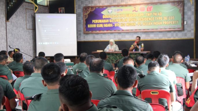 Prajurit Kodim 0108/Agara Terima Sosialisasi Perumahan KPR Bersubsidi dari BTN KCS Medan dan PT. SELIAN INDAH PROPERTY