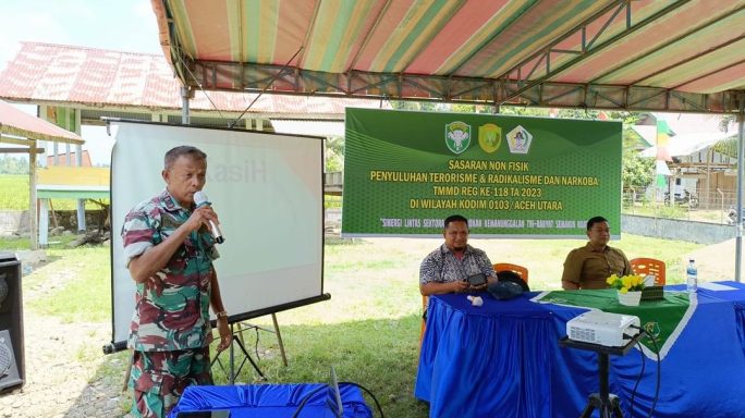 TMMD Kodim 0103/Aceh Utara Gelar Penyuluhan Bahaya Terorisme Dan Paham Radikalisme Serta Bahaya Narkoba