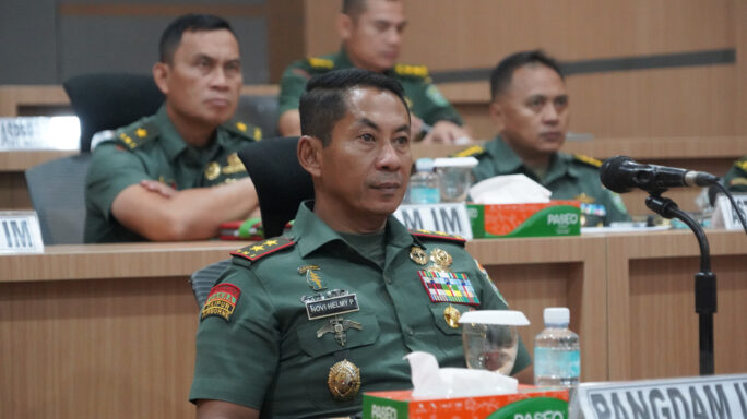 Pangdam IM mengikuti Pelaksanaan Penandatangan Nota Kesepahaman antara Menteri Pertanian RI dengan Panglima TNI secara Virtual.