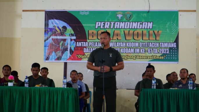 Dandim 0117/Aceh Tamiang, Buka Turnamen Bola Kaki Dan Volly Tingkat Pelajar Sambut HUT Ke-67 Kodam IM