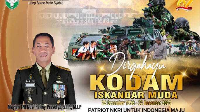 Dirgahayu Kodam Iskandar Muda 22 Desember 1956 – 22 Desember 2023 Patriot NKRI Untuk Indonesia Maju