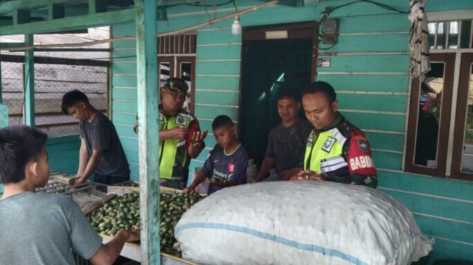 Babinsa Jalin Komsos Bersama Pengepul Buah Pinang