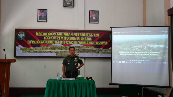 Anggota Kodim 0117/Aceh Tamiang Menerima Sosialisasi Pembinaan Netralitas TNI Dalam Pemilu Dan Pilkada