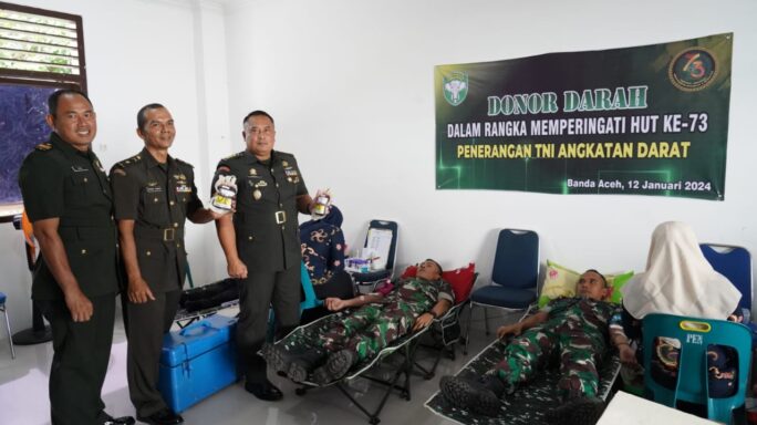 HUT Penerangan TNI AD Ke 73, Pendam IM Gelar Donor Darah.