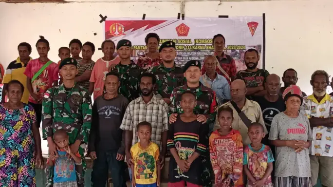 Melalui Komsos Satgas Pamtas Statis RI-PNG Yonif 111/KB Ajak Masyarakat Jaga Stabilitas Keamanan Di Wilayah