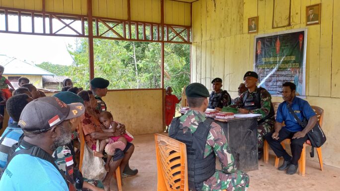 Satgas Pamtas Statis RI-PNG Yonif 111/KB Menggelar Sosialisasi Untuk Masyarakat